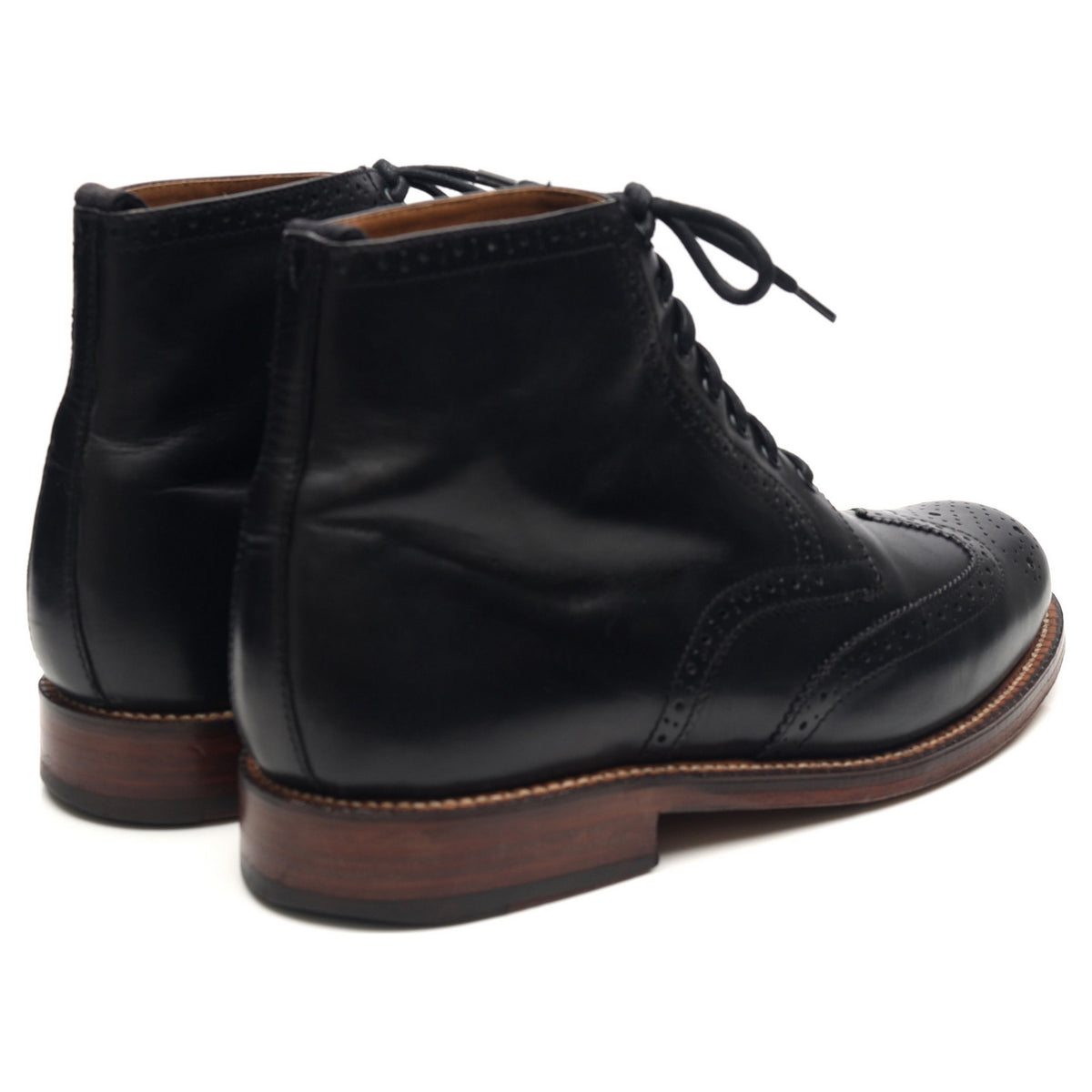 &#39;Alfred&#39; Black Leather Brogue Boots UK 8 G