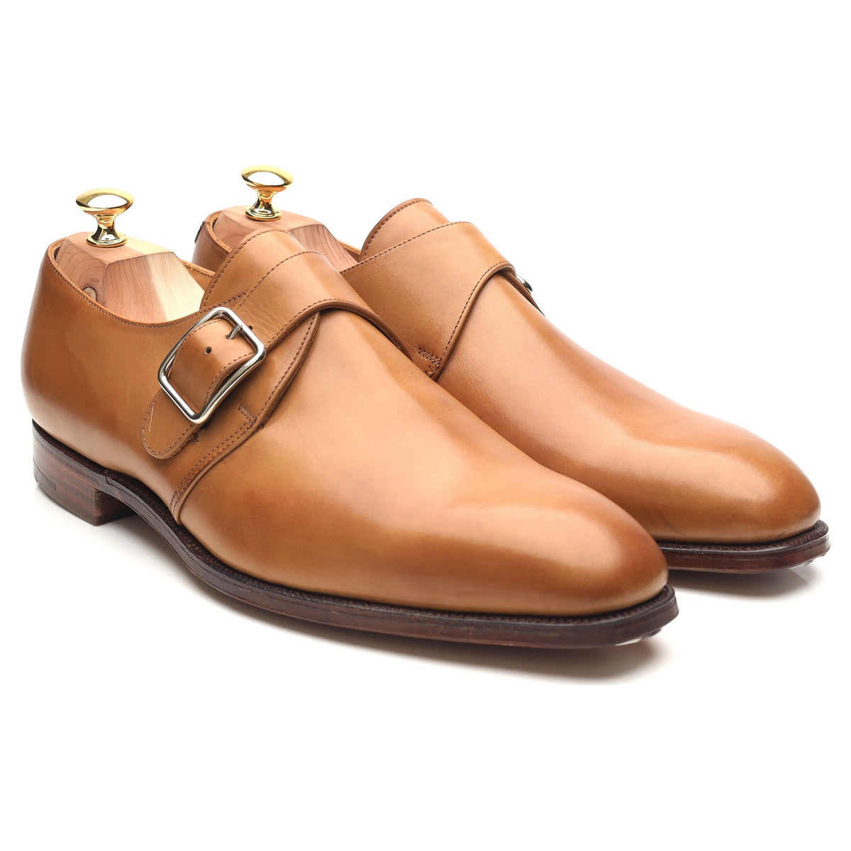 Tan Brown Leather Monk Straps UK 11 E