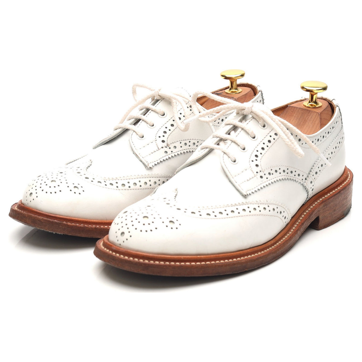 Women&#39;s &#39;Anne&#39; White Leather Derby Brogues UK 4.5