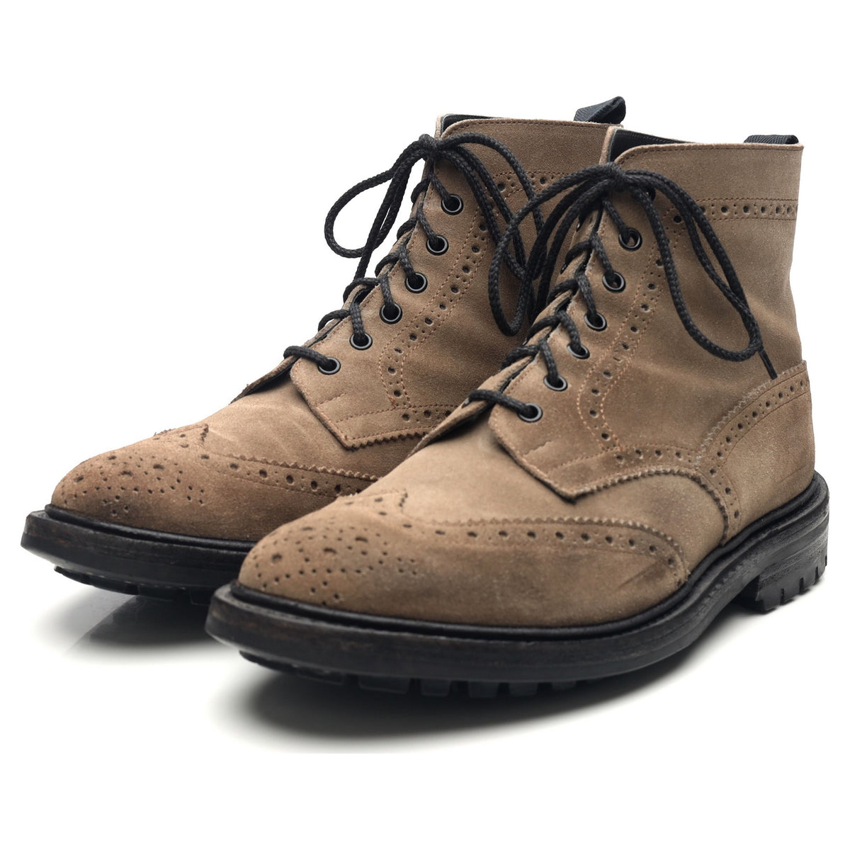 &#39;Stow&#39; Stone Suede Brogue Boots UK 9.5