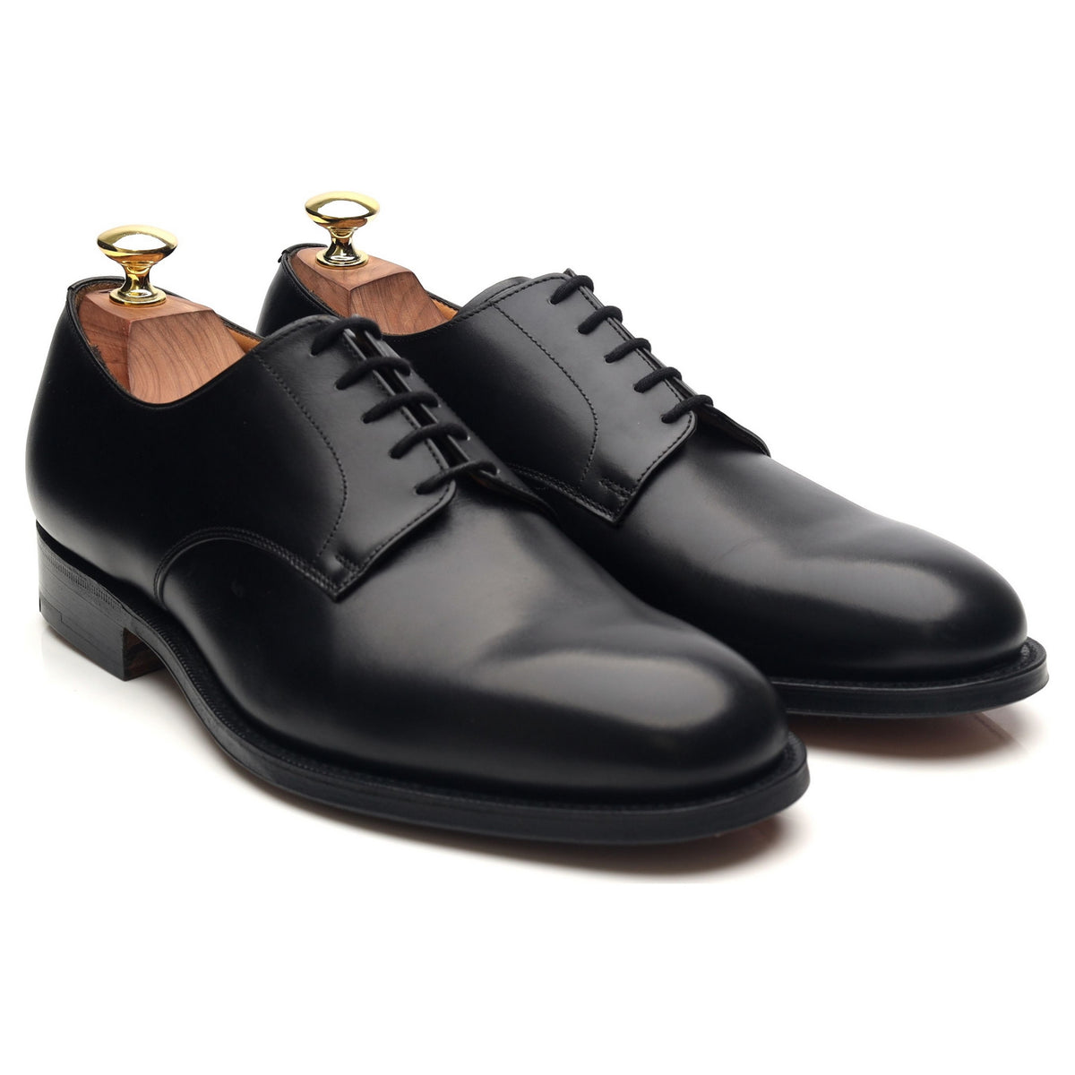 &#39;Cranfield&#39; Black Leather Derby UK 7 G