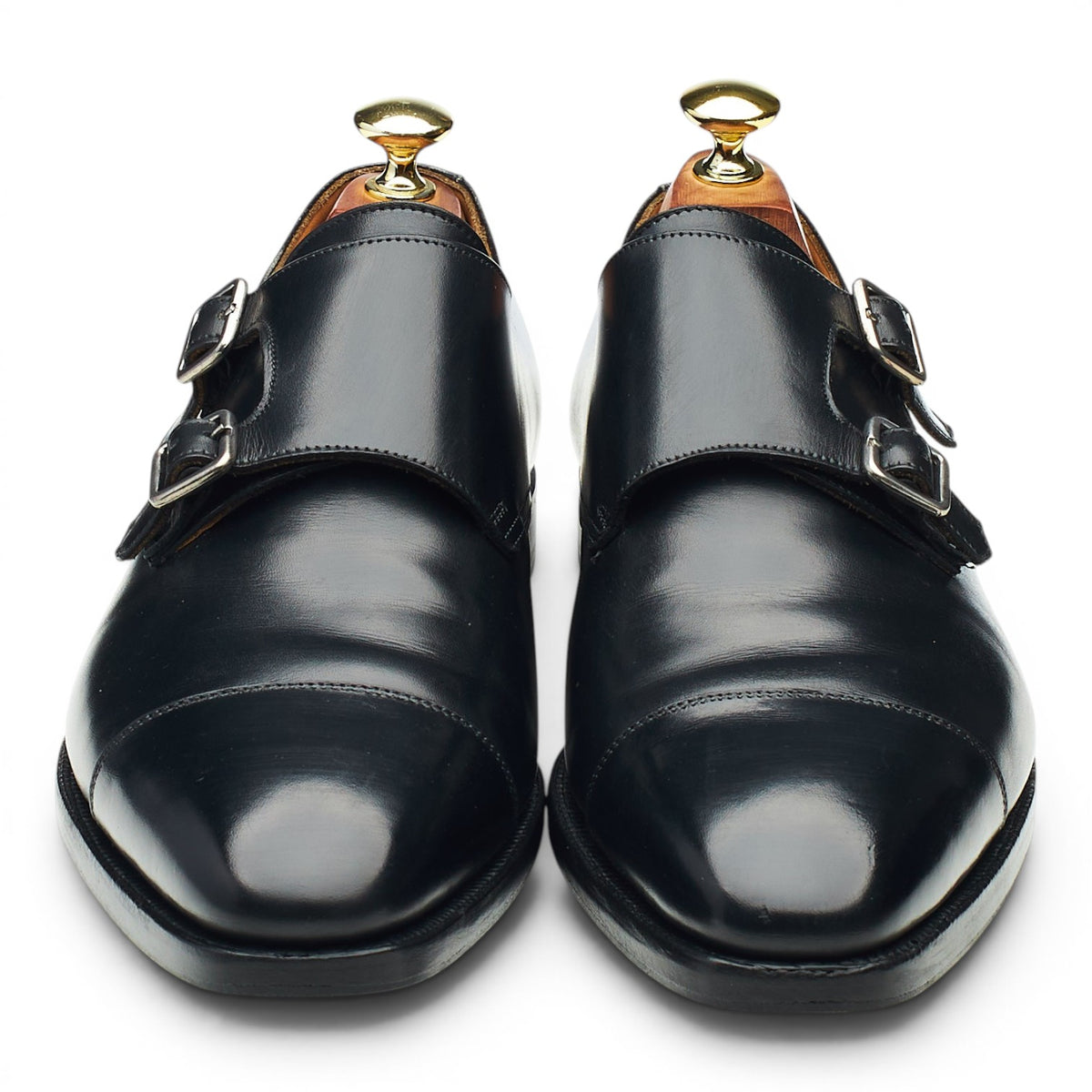 'Lowndes' Black Leather Double Monk Strap UK 7.5 E