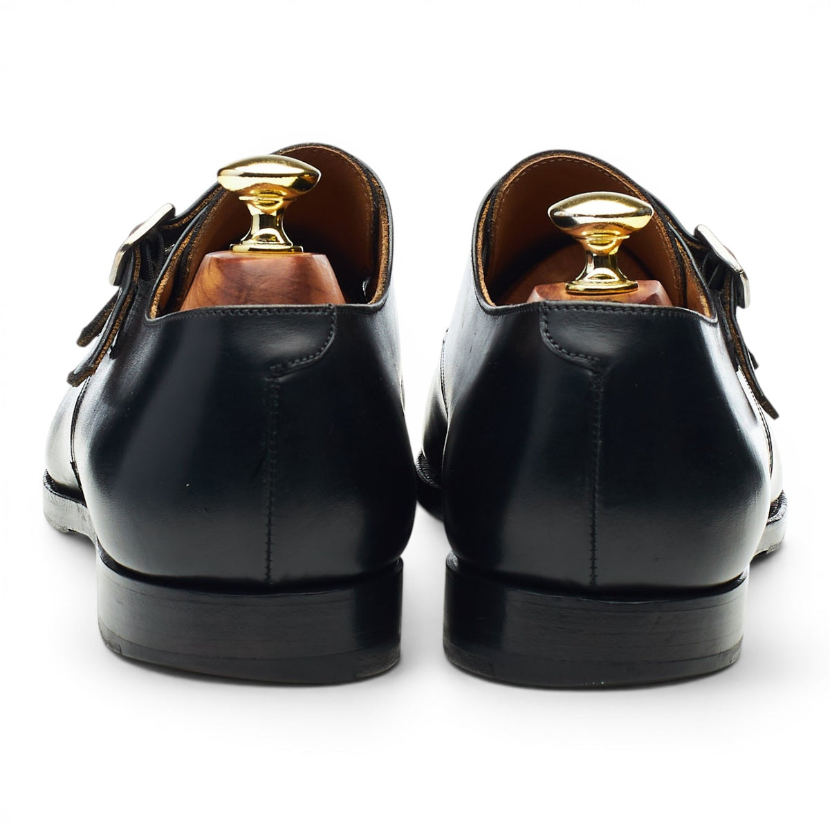 'Lowndes' Black Leather Double Monk Strap UK 7.5 E