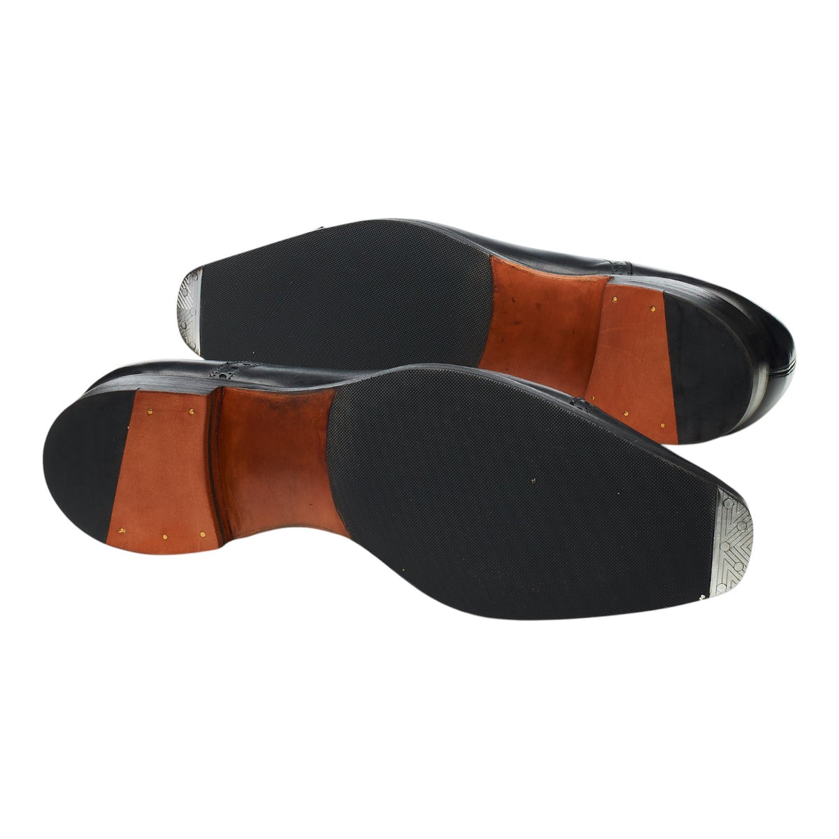 'Chelsea' Black Leather Lazyman Slip On Brogues UK 10 E
