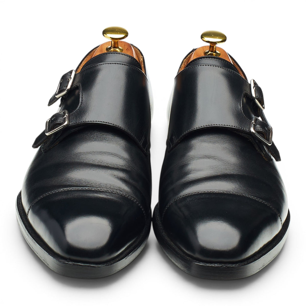 'Lowndes' Black Leather Double Monk Strap UK 8 E