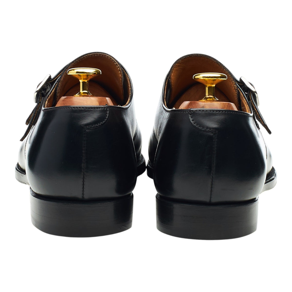 'Lowndes' Black Leather Double Monk Strap UK 8 E