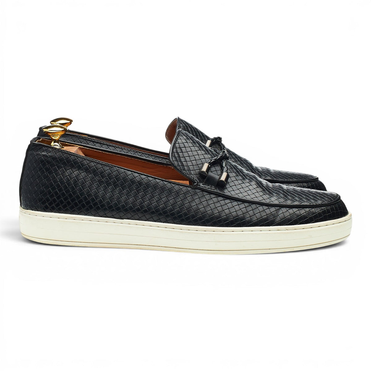 Black Braided Leather Slip On Loafers UK 11 EU 45