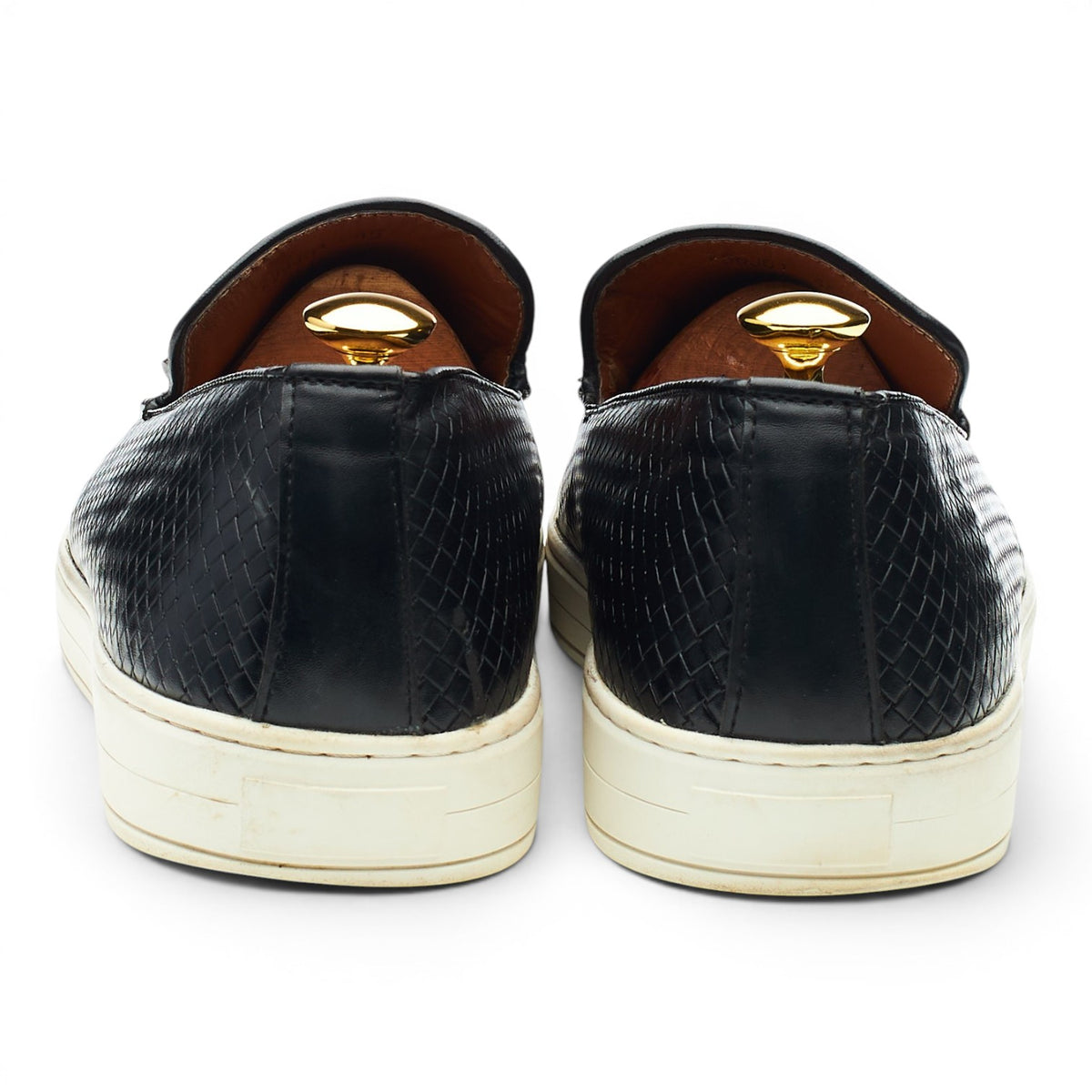 Black Braided Leather Slip On Loafers UK 11 EU 45