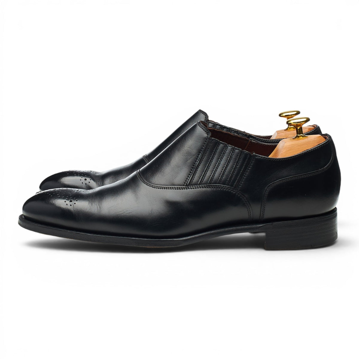 Imperial 'Clarence' Black Leather Lazyman Slip On Loafers UK 8.5 F