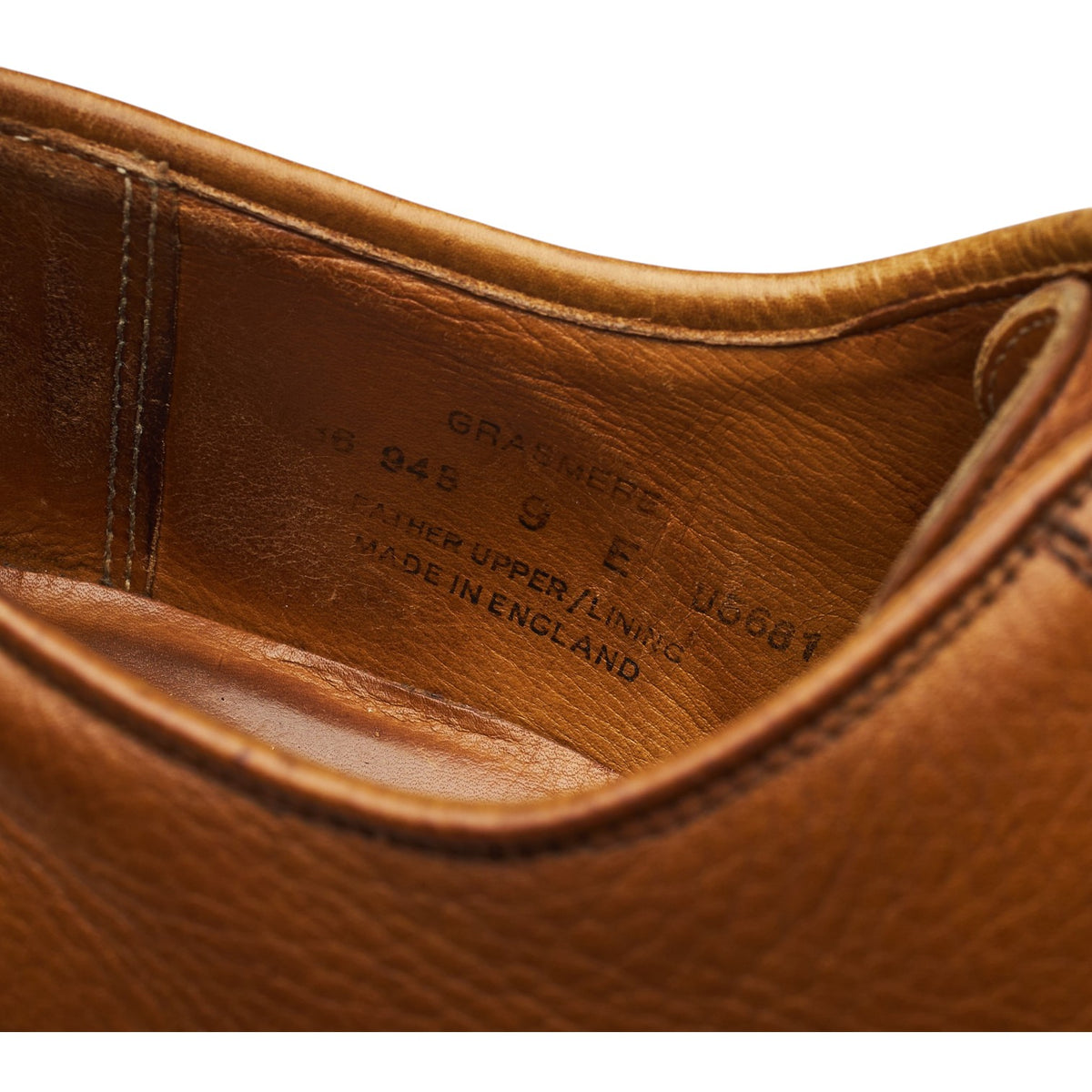 'Grasmere' Tan Brown Grain Leather Derby UK 9 E