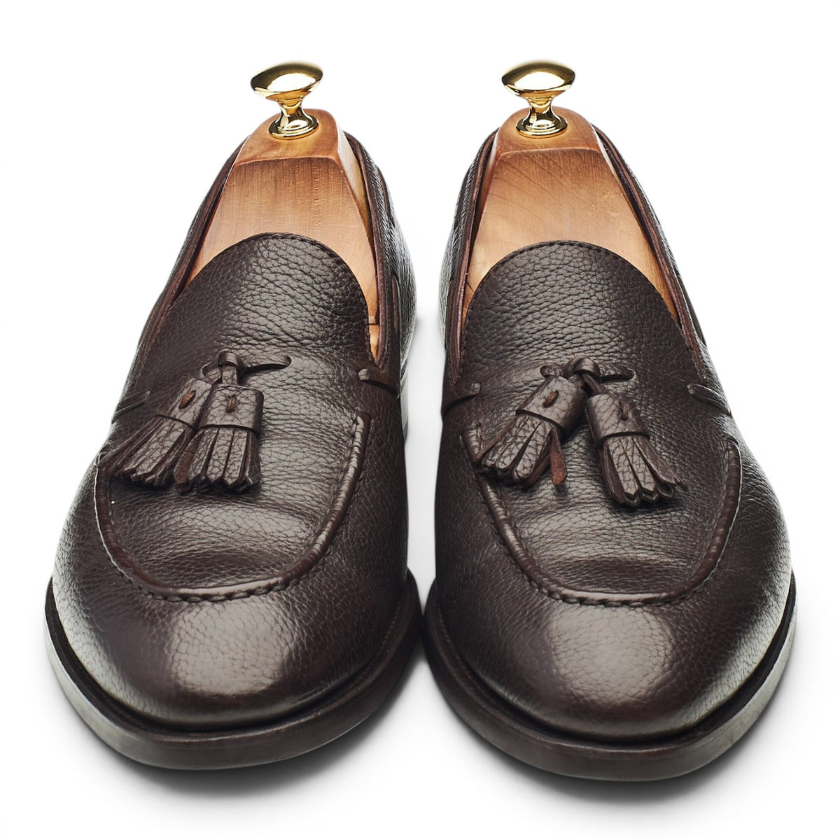 '80215' Dark Brown Grain Leather Tassel Loafers UK 9.5 EE