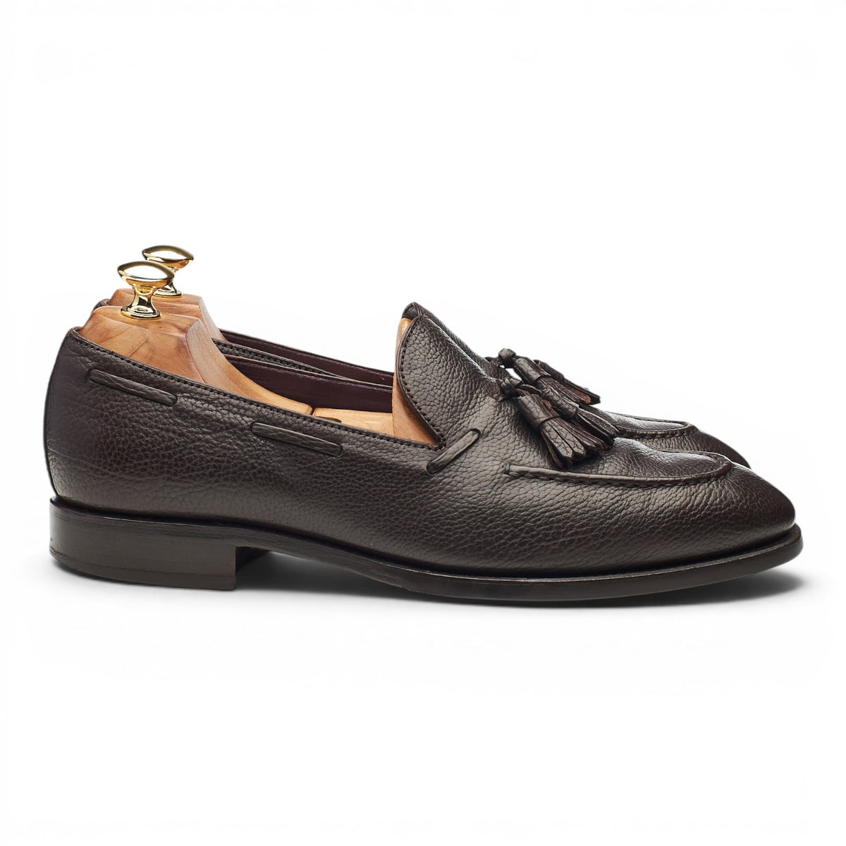 '80215' Dark Brown Grain Leather Tassel Loafers UK 9.5 EE