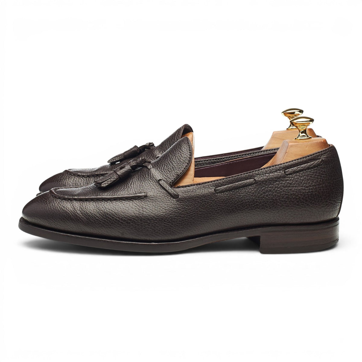 '80215' Dark Brown Grain Leather Tassel Loafers UK 9.5 EE