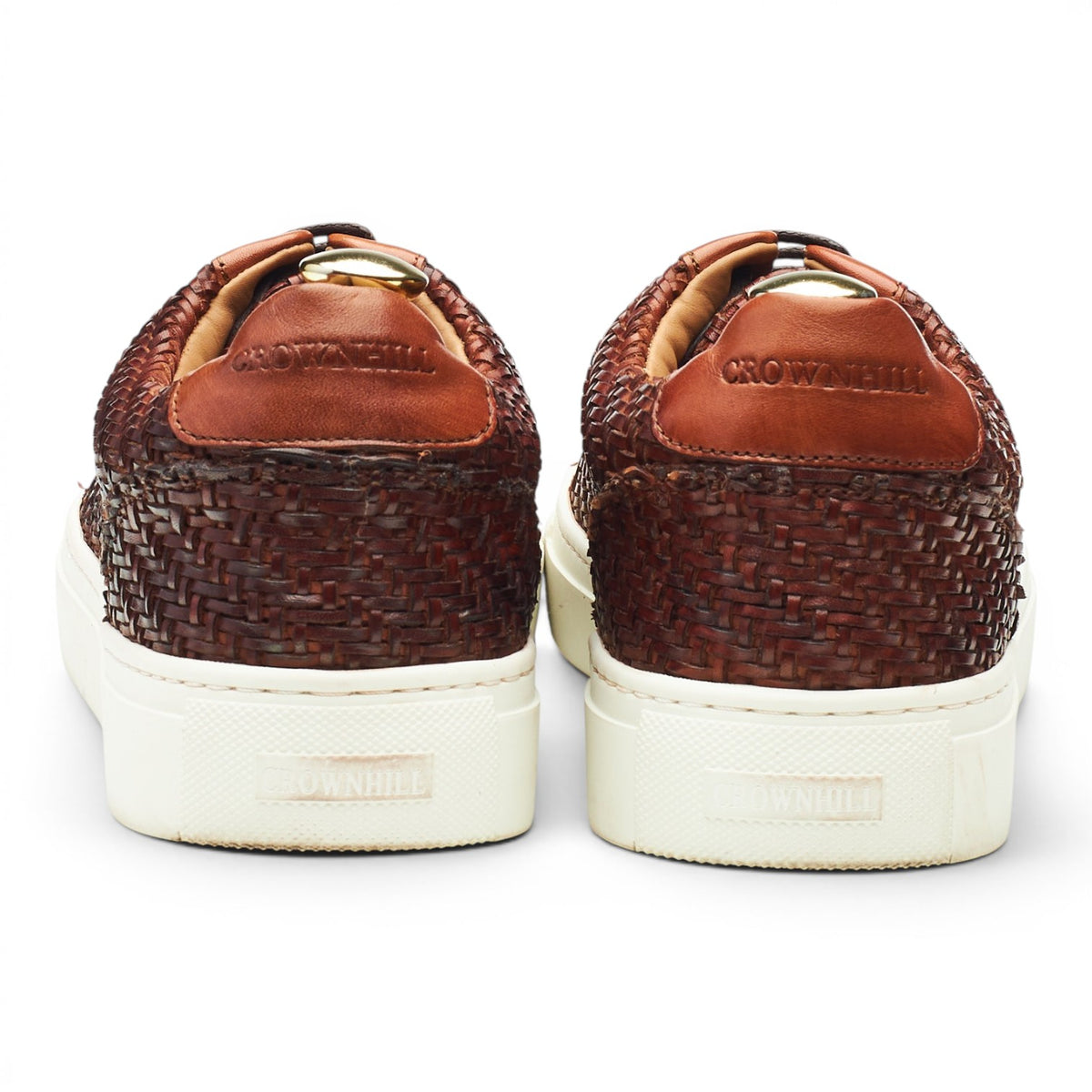 'Brody' Brown Braided Leather Sneakers UK 8.5