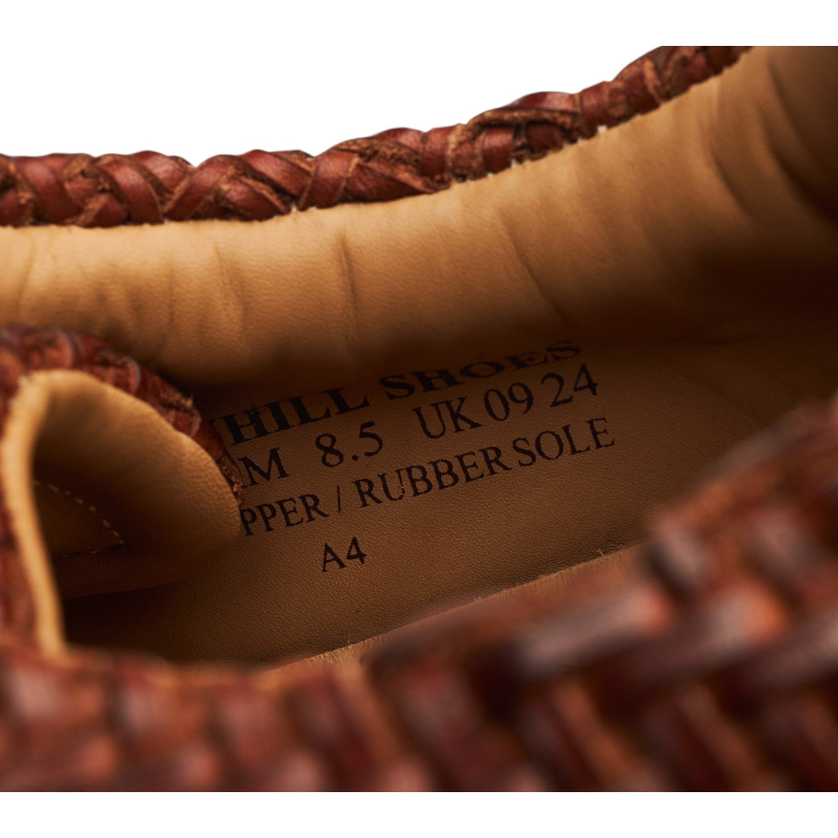 'Brody' Brown Braided Leather Sneakers UK 8.5