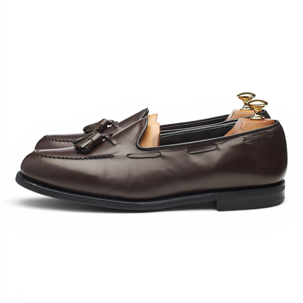 'Chicane' Dark Brown Leather Tassel Loafers UK 9.5 G
