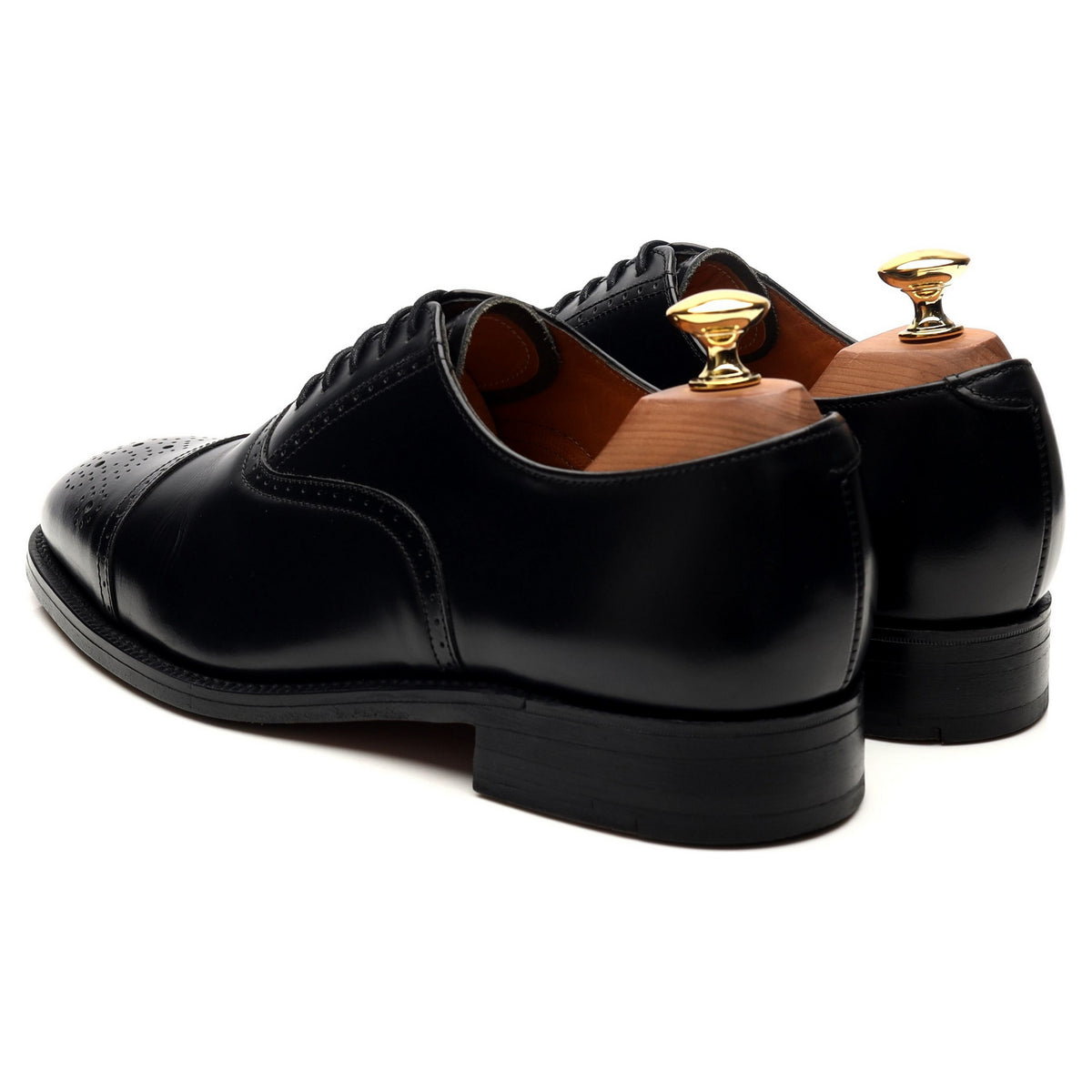 &#39;Dundee&#39; Black Leather Oxford Semi Brogues UK 6 F