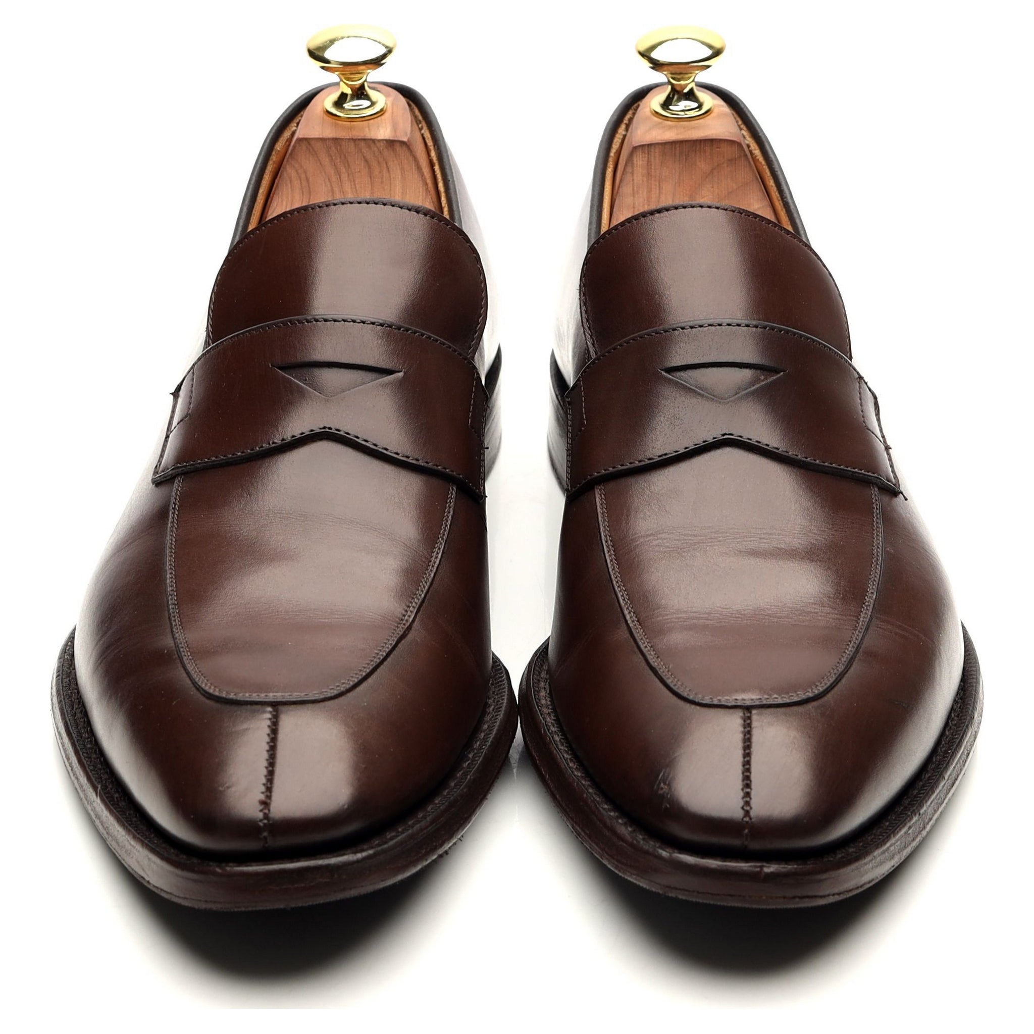 Swanley' Dark Brown Leather Split Toe Penny Loafers UK 7.5 G