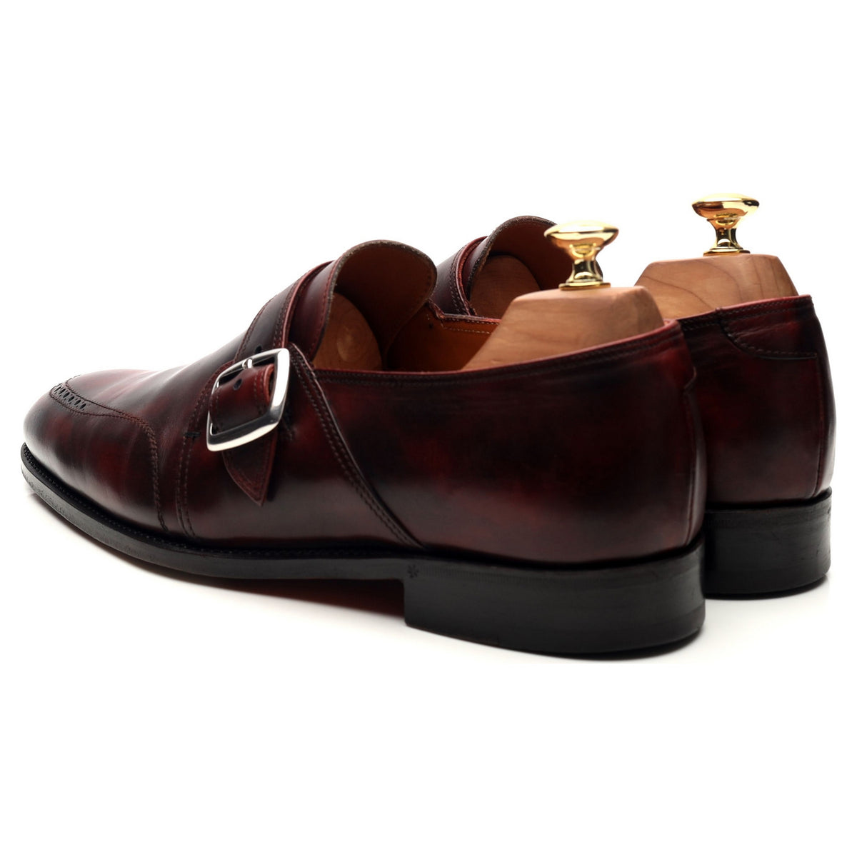 Burgundy Leather Monk Strap UK 10 EU 44