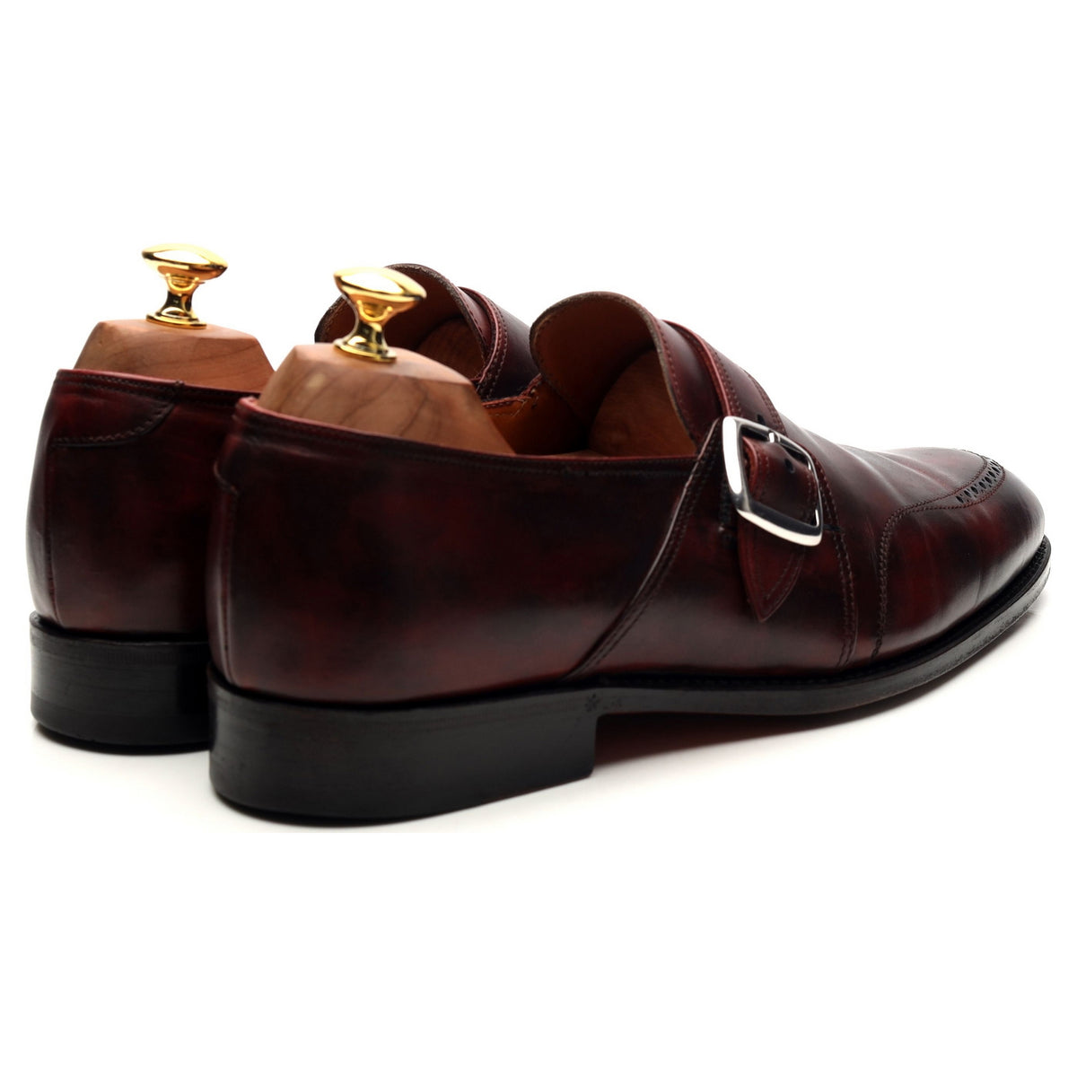 Burgundy Leather Monk Strap UK 10 EU 44