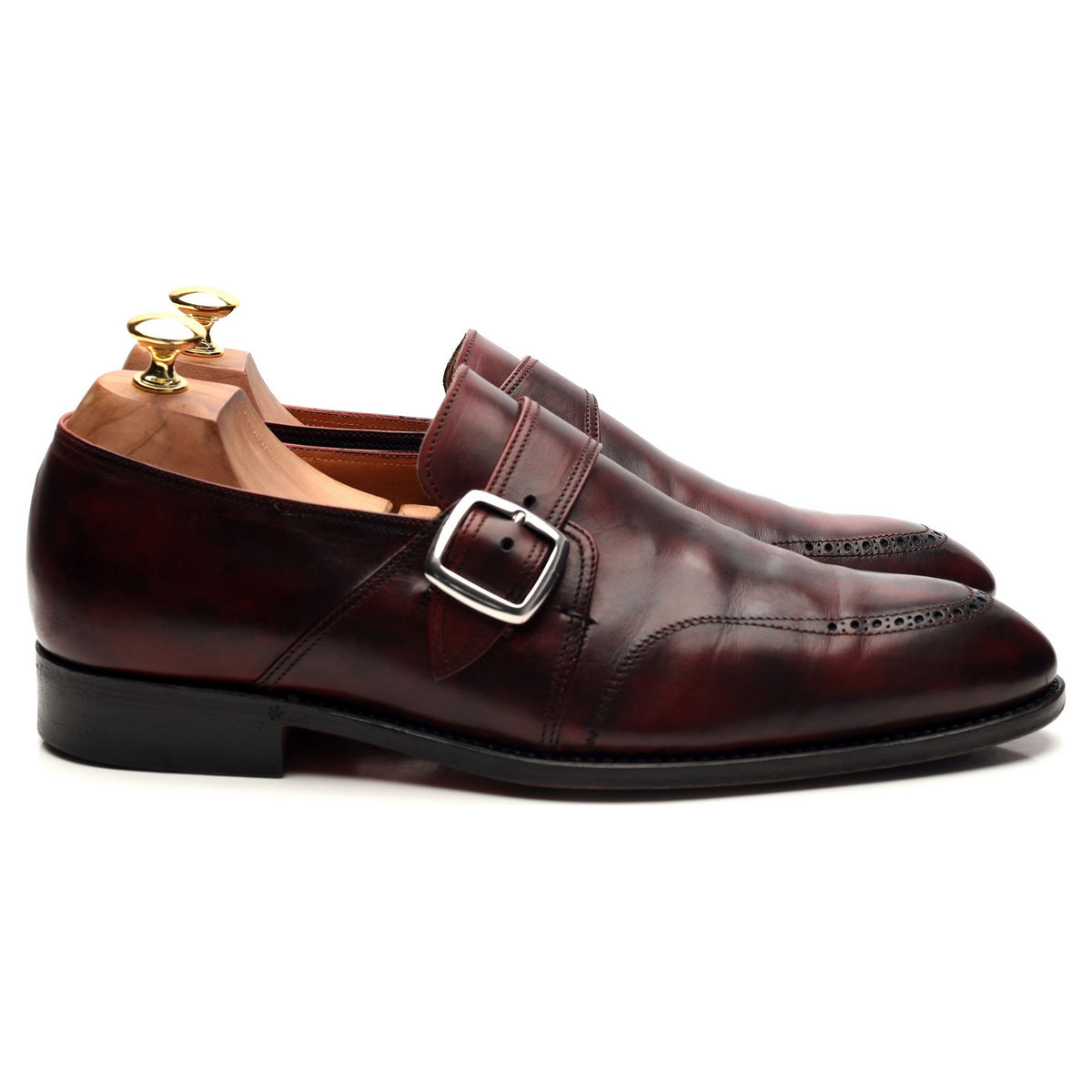 Burgundy Leather Monk Strap UK 10 EU 44