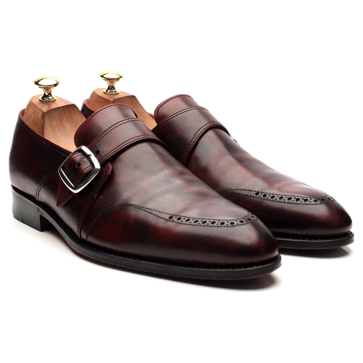 Burgundy Leather Monk Strap UK 10 EU 44