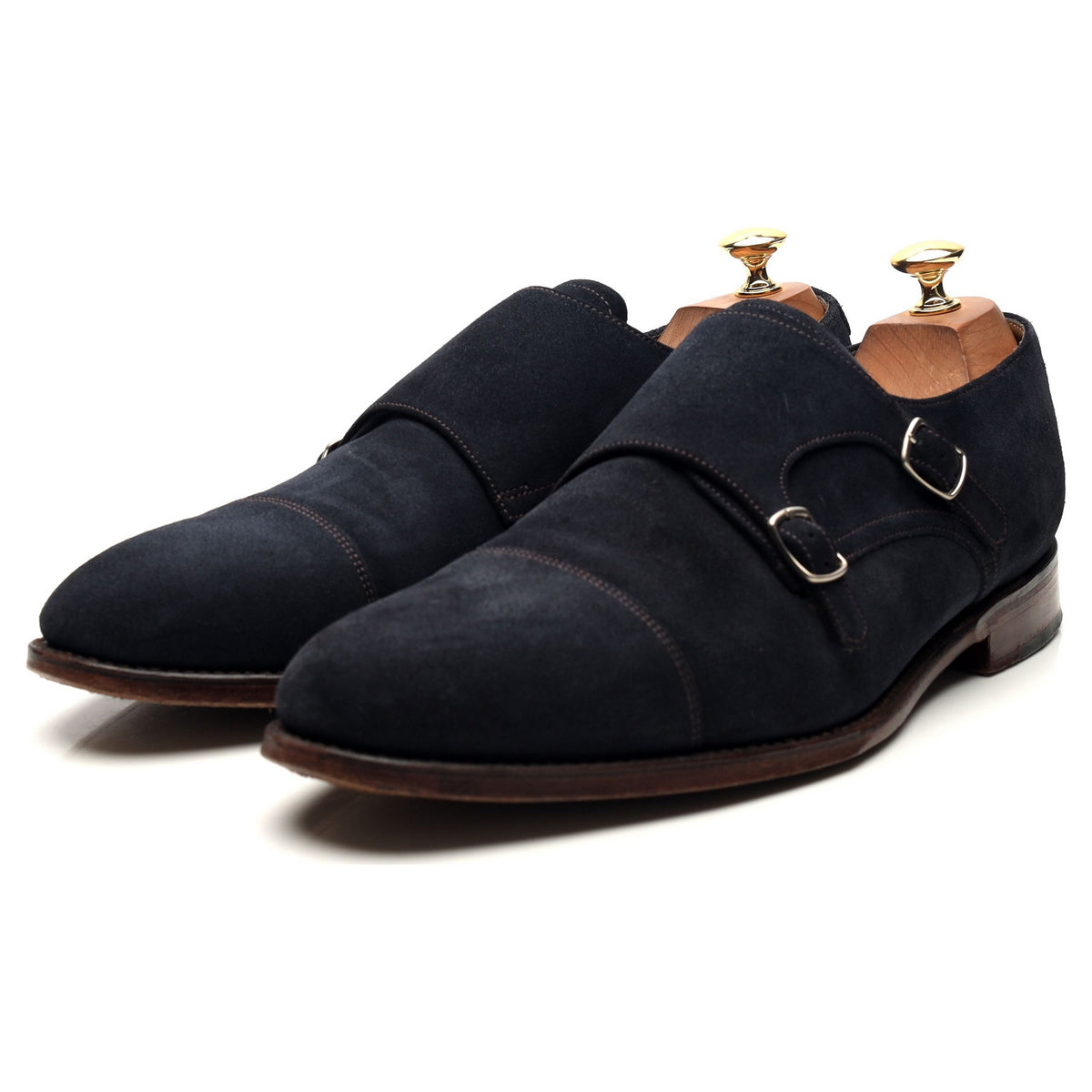 1880 &#39;Cannon&#39; Navy Blue Suede Double Monk Strap UK 10 F