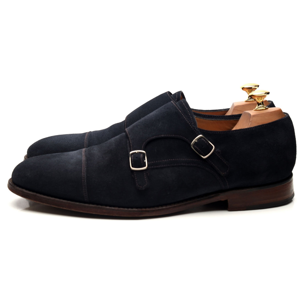 1880 &#39;Cannon&#39; Navy Blue Suede Double Monk Strap UK 10 F