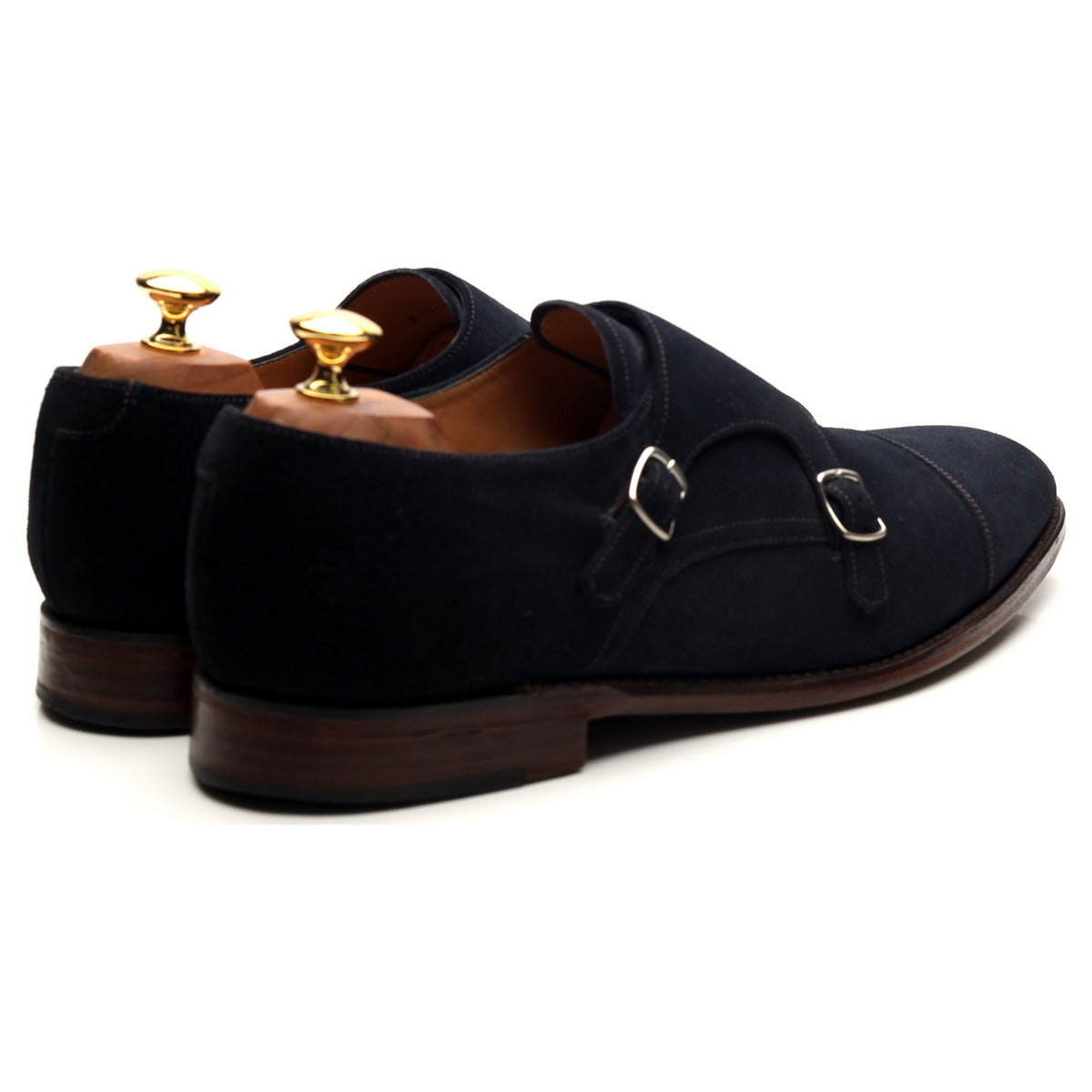 1880 &#39;Cannon&#39; Navy Blue Suede Double Monk Strap UK 10 F