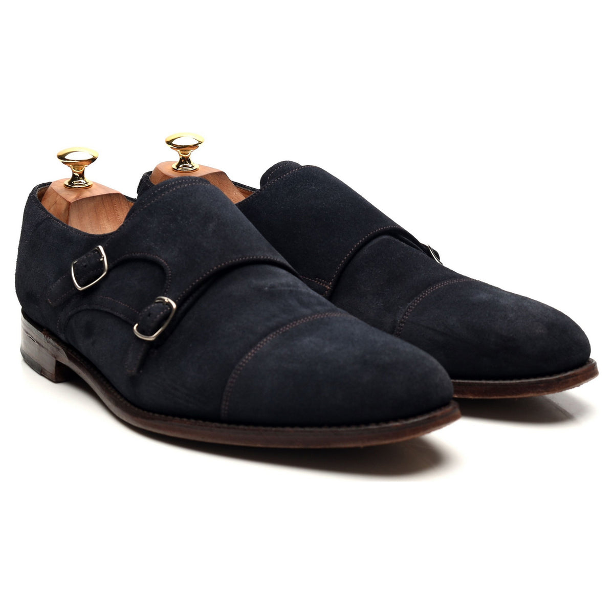 1880 &#39;Cannon&#39; Navy Blue Suede Double Monk Strap UK 10 F