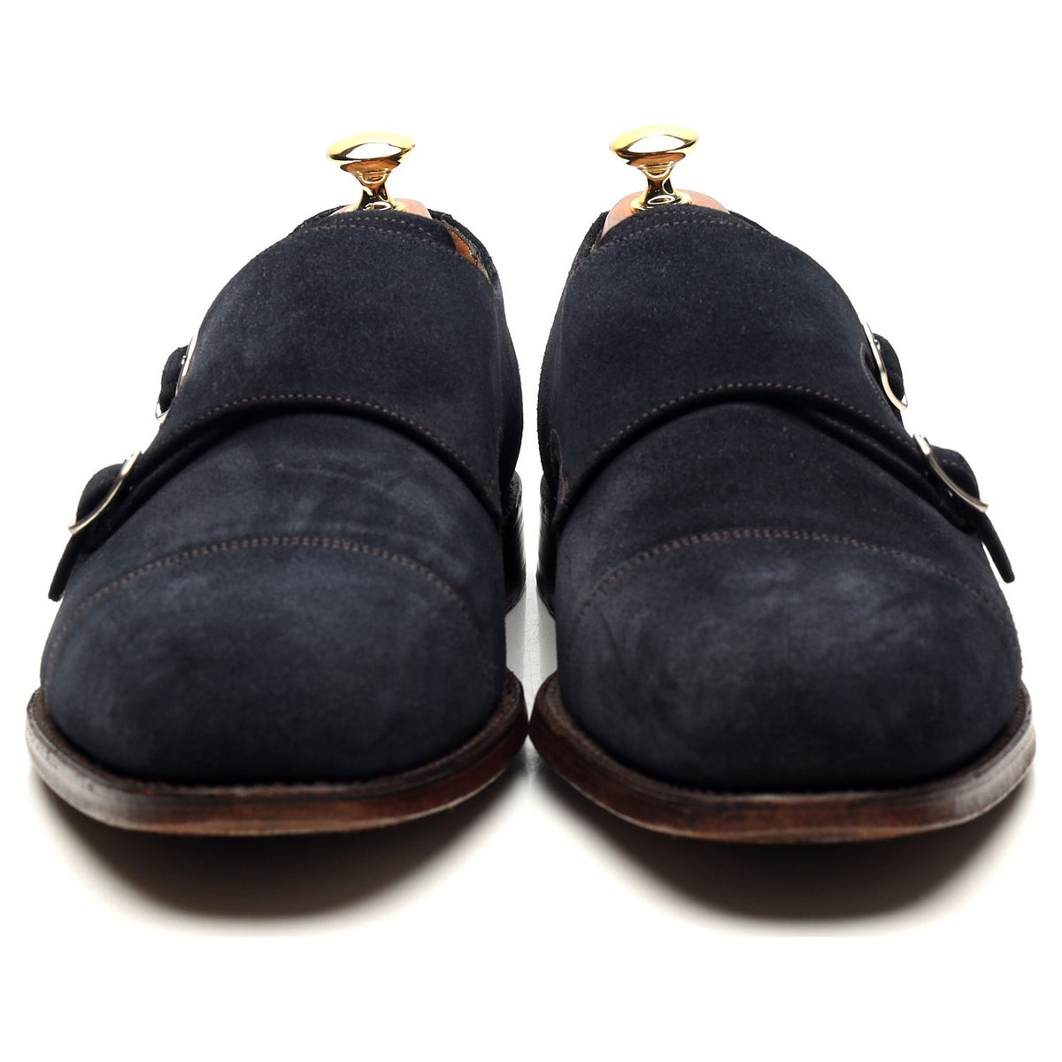 1880 &#39;Cannon&#39; Navy Blue Suede Double Monk Strap UK 10 F