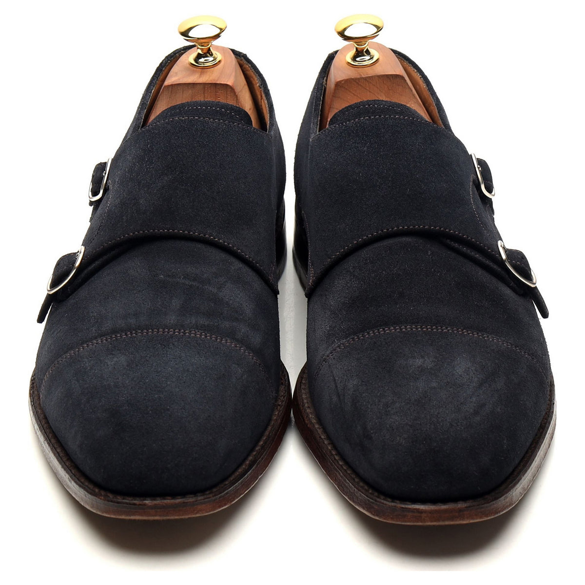 1880 &#39;Cannon&#39; Navy Blue Suede Double Monk Strap UK 10 F