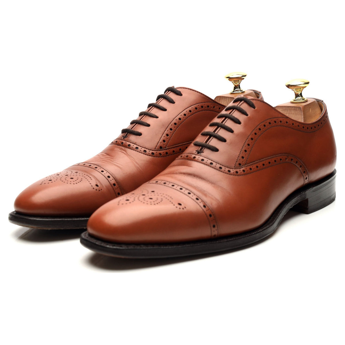 &#39;Hawthorn&#39; Tan Brown Leather Oxford Brogues UK 8 F