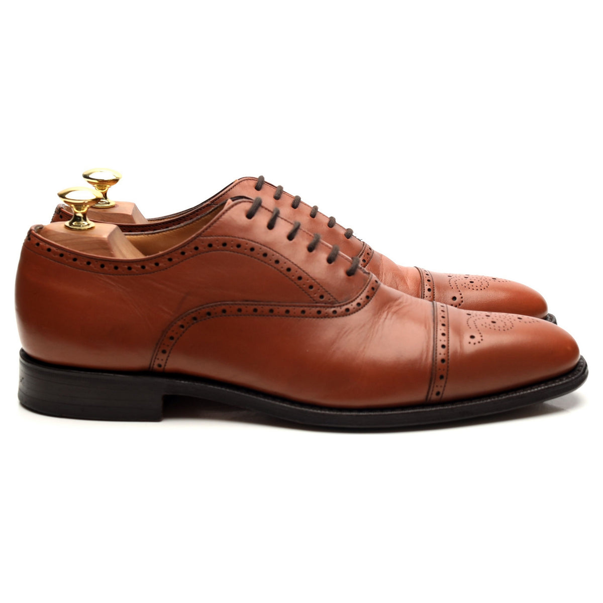 &#39;Hawthorn&#39; Tan Brown Leather Oxford Brogues UK 8 F