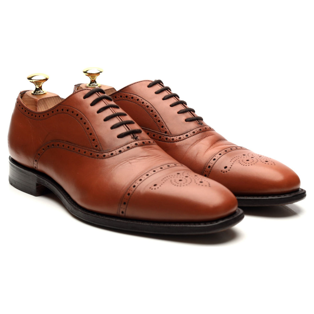 &#39;Hawthorn&#39; Tan Brown Leather Oxford Brogues UK 8 F