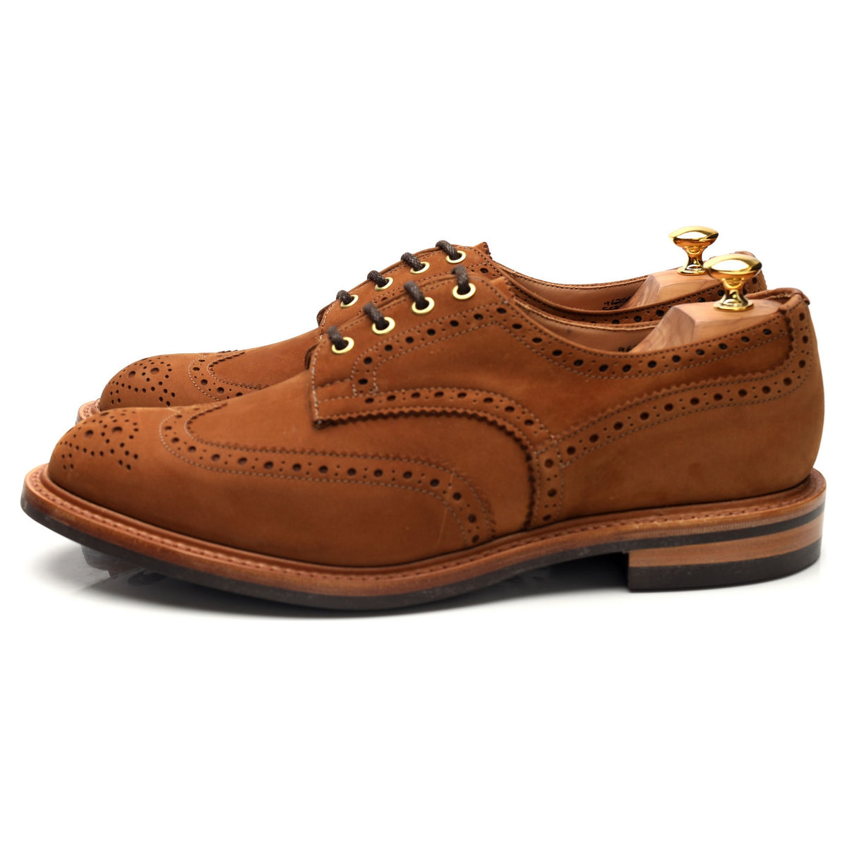 &#39;Bourton&#39; Tan Brown Nubuck Derby Brogues UK 12