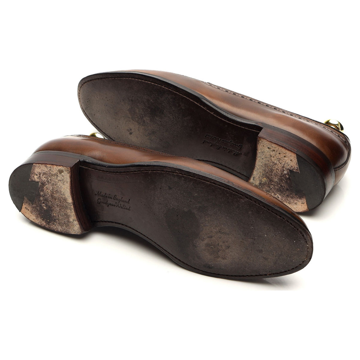 &#39;Frederick&#39; Brown Leather Brogue Tassel Loafers UK 7.5 F