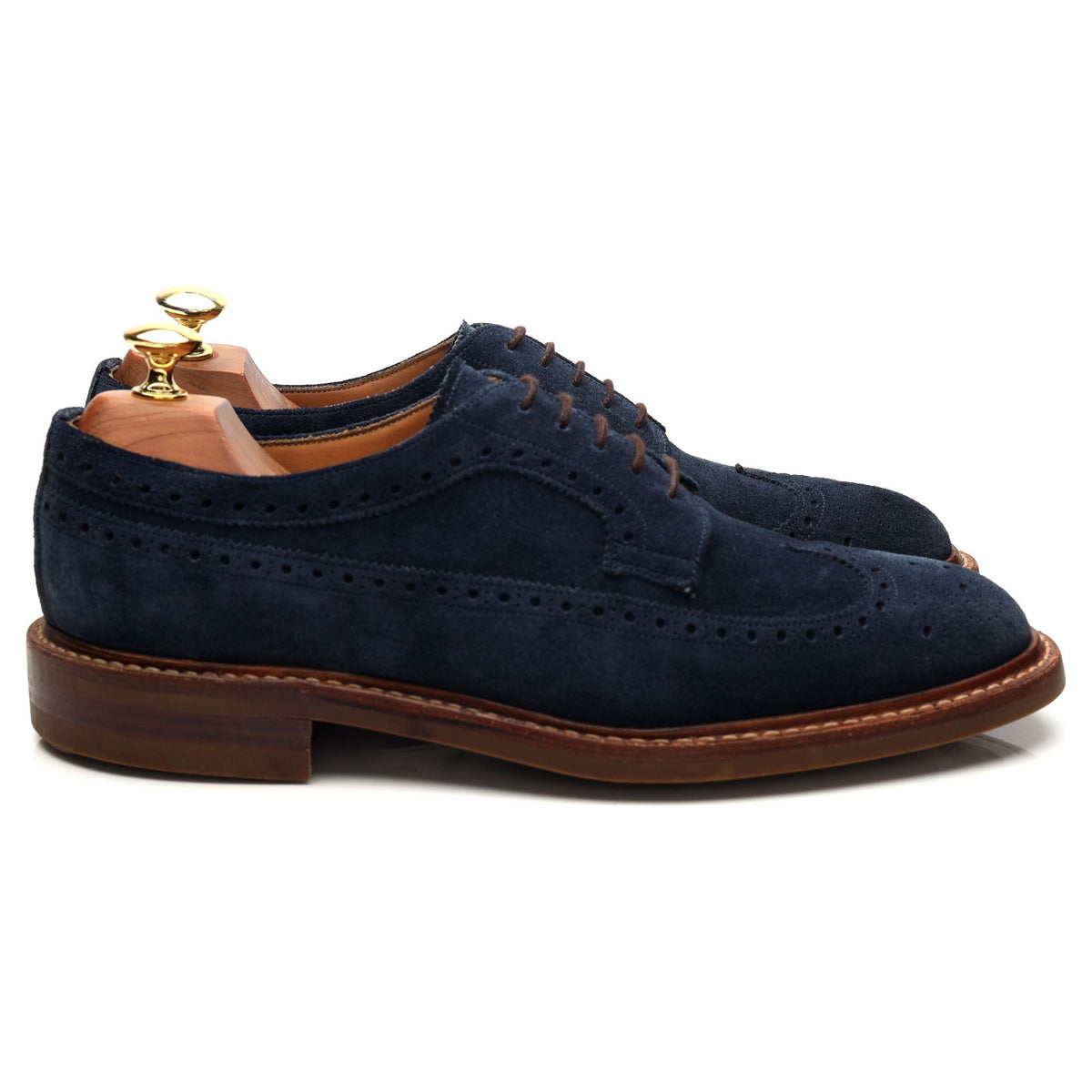&#39;Oliver II&#39; Navy Blue Suede Derby Brogues UK 7.5 F