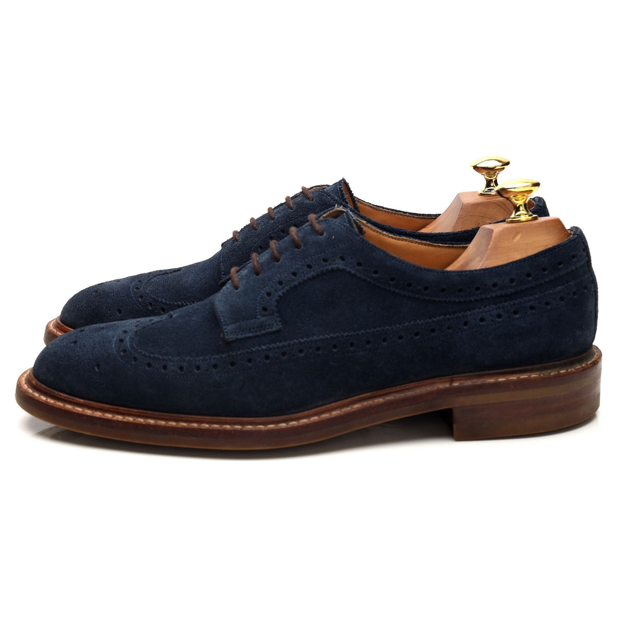 &#39;Oliver II&#39; Navy Blue Suede Derby Brogues UK 7.5 F