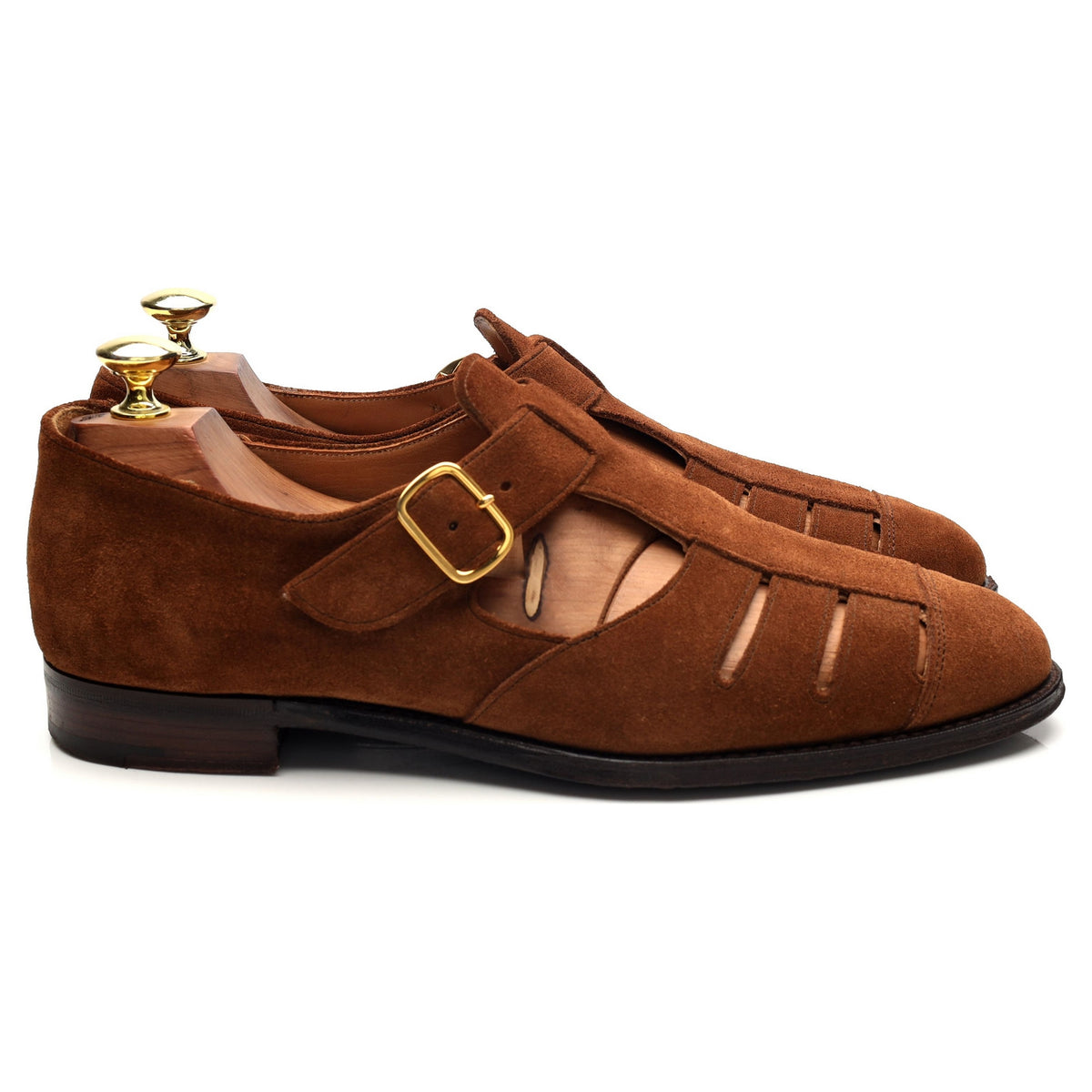 &#39;Bertie&#39; Snuff Brown Suede Sandals UK 7.5 F