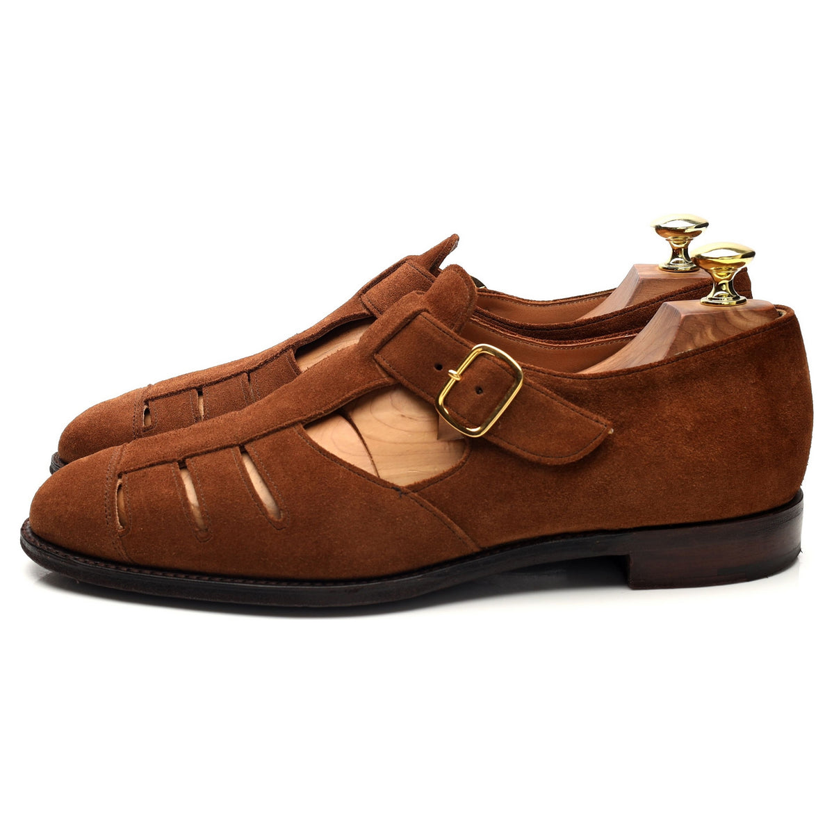&#39;Bertie&#39; Snuff Brown Suede Sandals UK 7.5 F