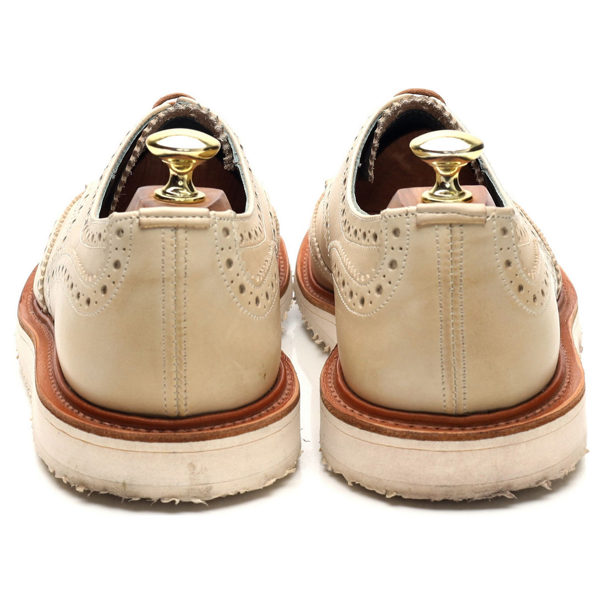 &#39;Durham&#39; Cream Leather Derby Brogues UK 7.5
