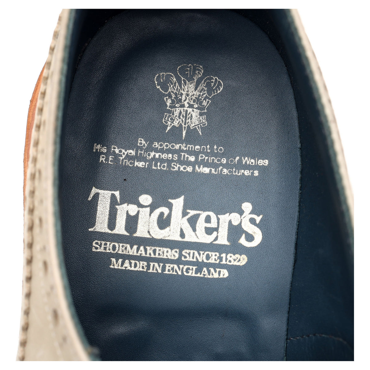 &#39;Durham&#39; Cream Leather Derby Brogues UK 7.5