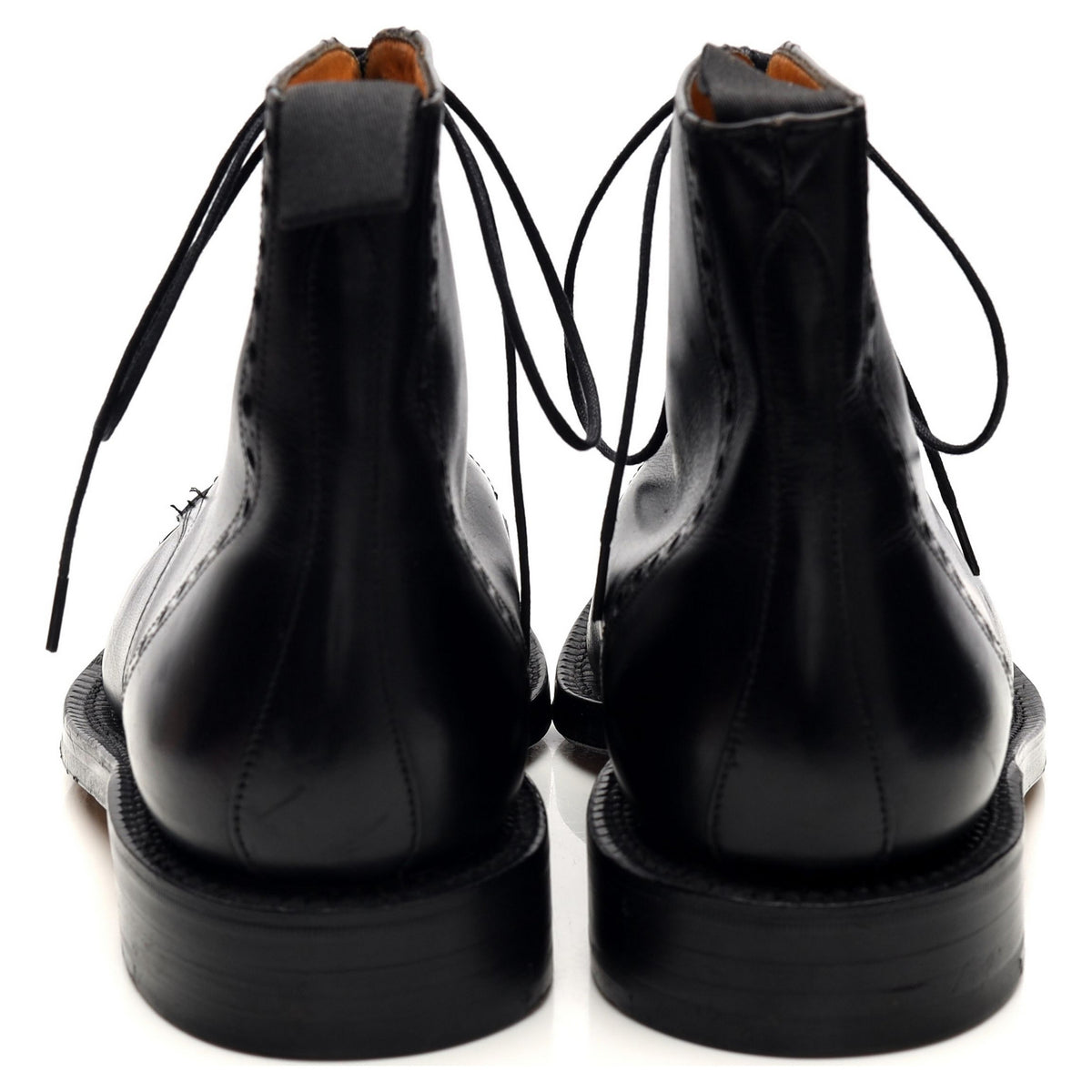 &#39;18721&#39; Black Leather Brogue Derby Boots UK 8 G