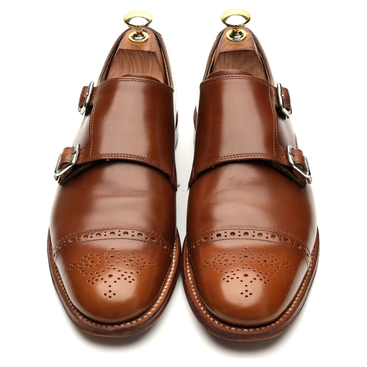 Women&#39;s &#39;Mabel&#39; Light Brown Leather Double Monk Strap UK 7