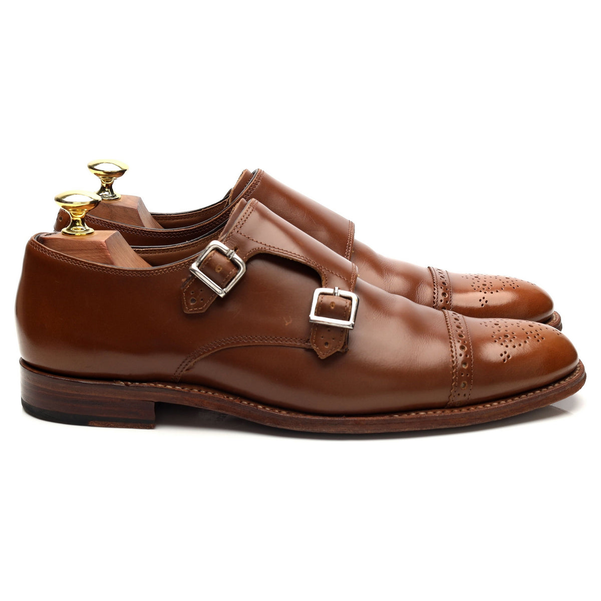 Women&#39;s &#39;Mabel&#39; Light Brown Leather Double Monk Strap UK 7