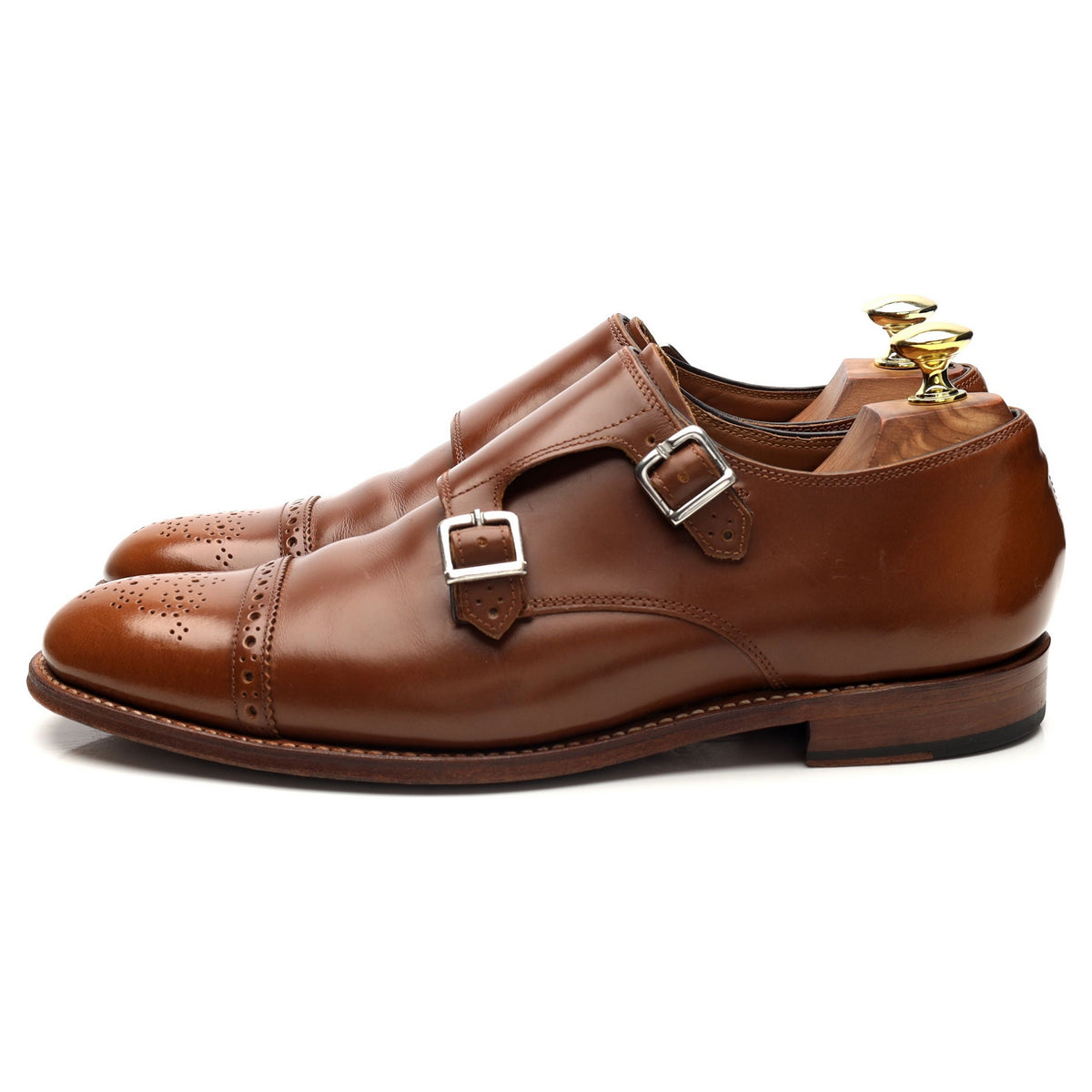 Women&#39;s &#39;Mabel&#39; Light Brown Leather Double Monk Strap UK 7