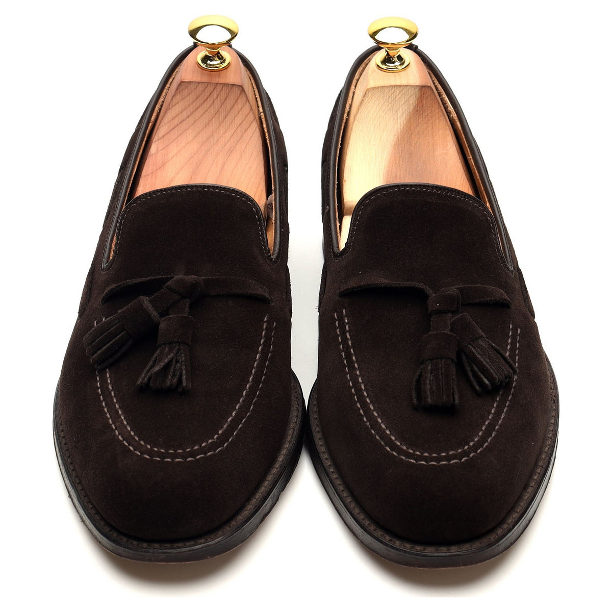 &#39;Lincoln&#39; Dark Brown Suede Tassel Loafers UK 7.5 F