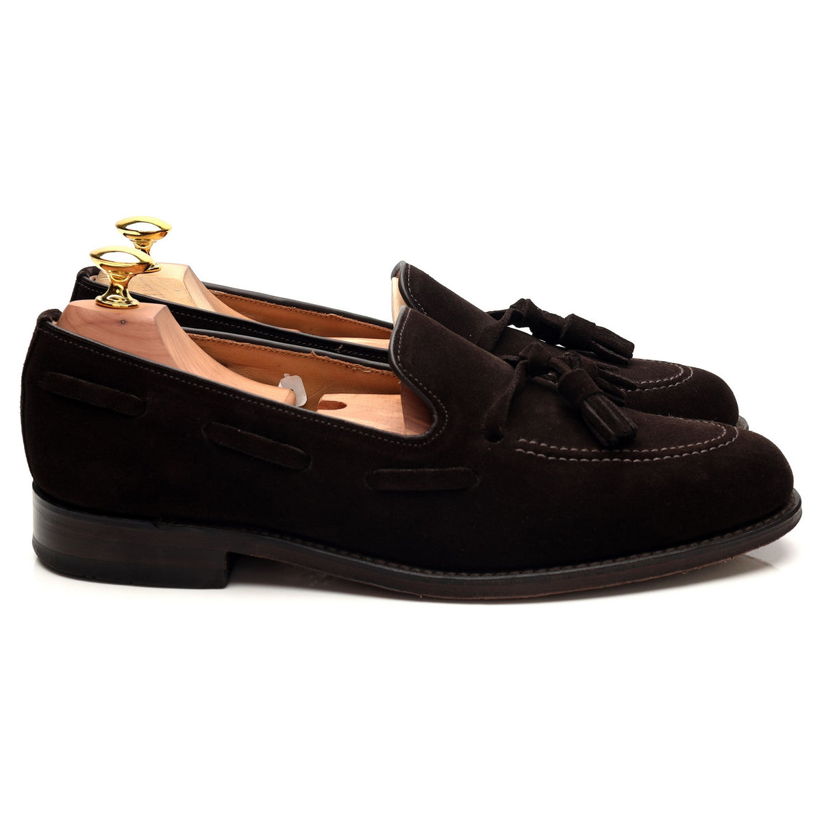&#39;Lincoln&#39; Dark Brown Suede Tassel Loafers UK 7.5 F
