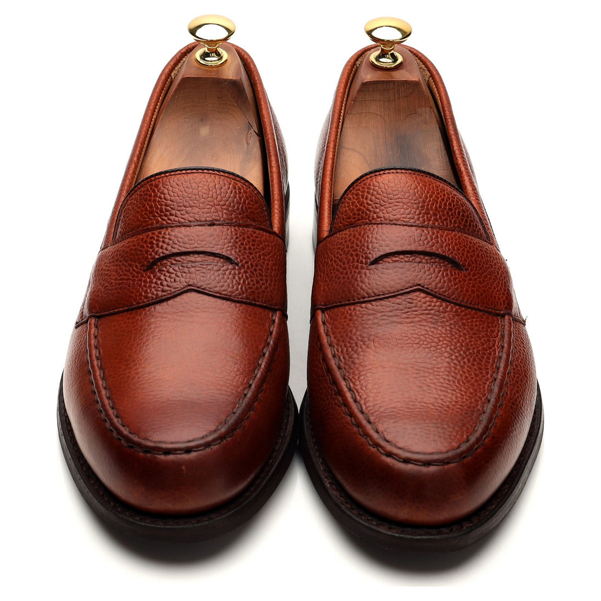 &#39;Howard&#39; Tan Brown Grain Leather Loafers UK 9 F
